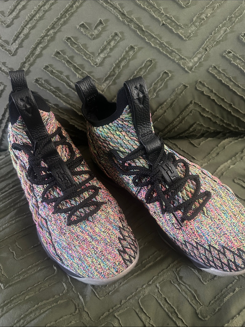 Multicolor Knit Athletic Shoes with Black Trim - Men